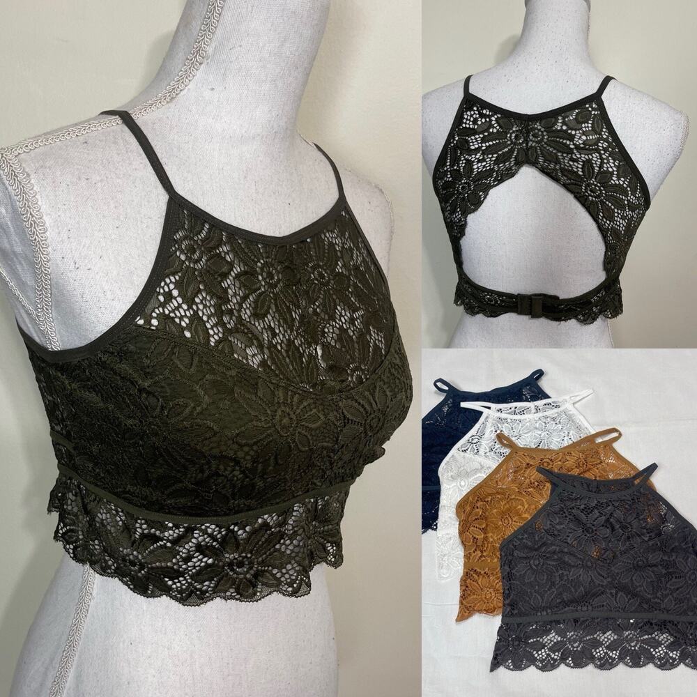 4-pack Lace Womens Bra Floral Sheer BRALETTE Sexy Open Back Lined Cup SMALL